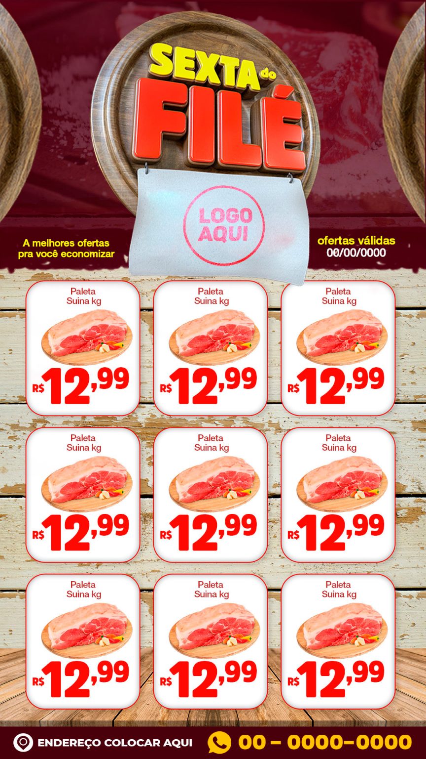 Template Encarte Digital Sexta do Filé Supermercado Social Media PSD Editável