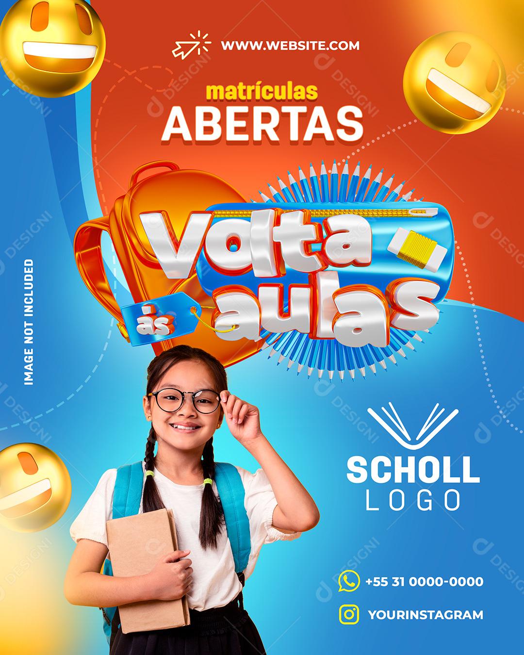 Social Media Matrículas Abertas Volta Ás Aulas PSD Editável