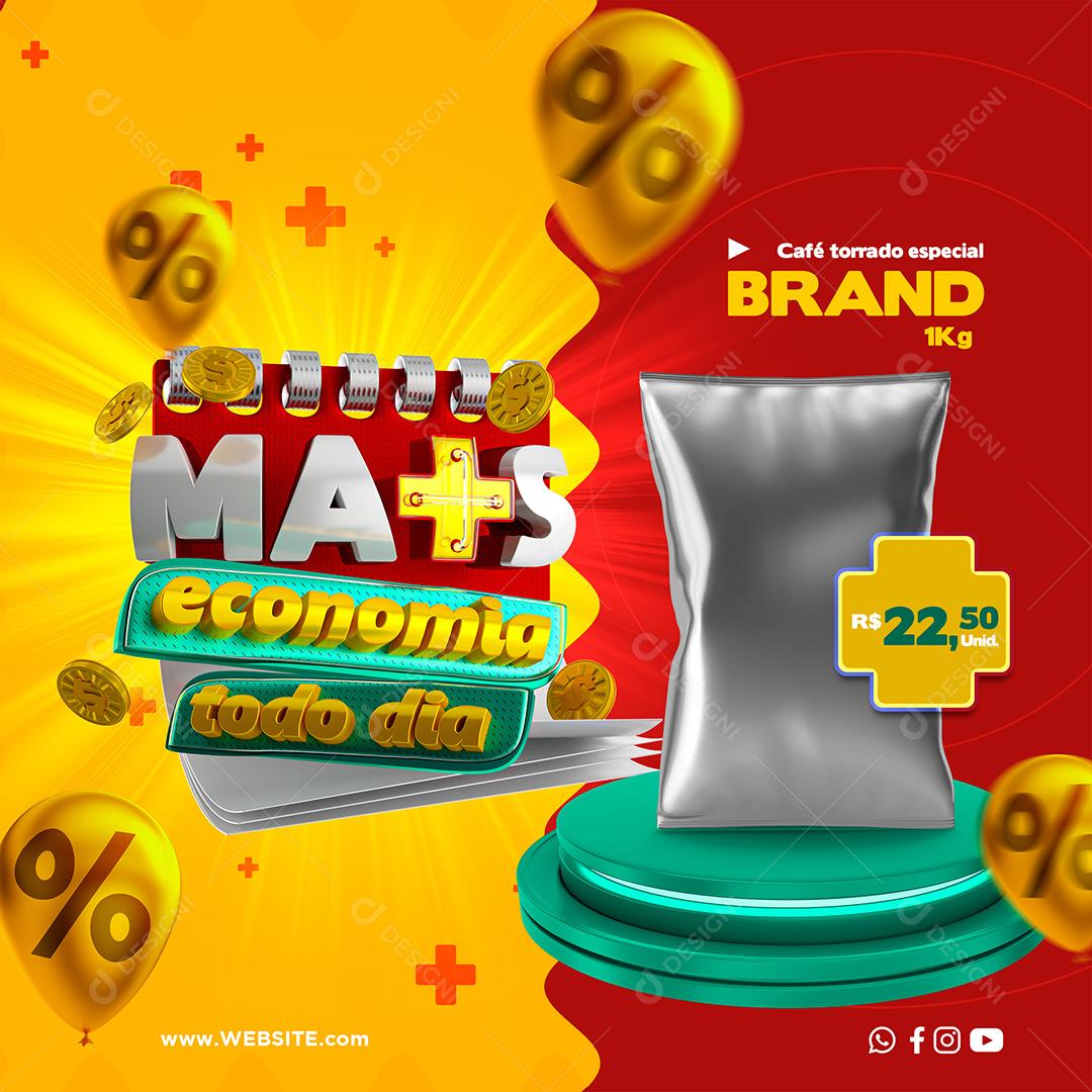 Social Media Mais Economia Todo Dia PSD Editável