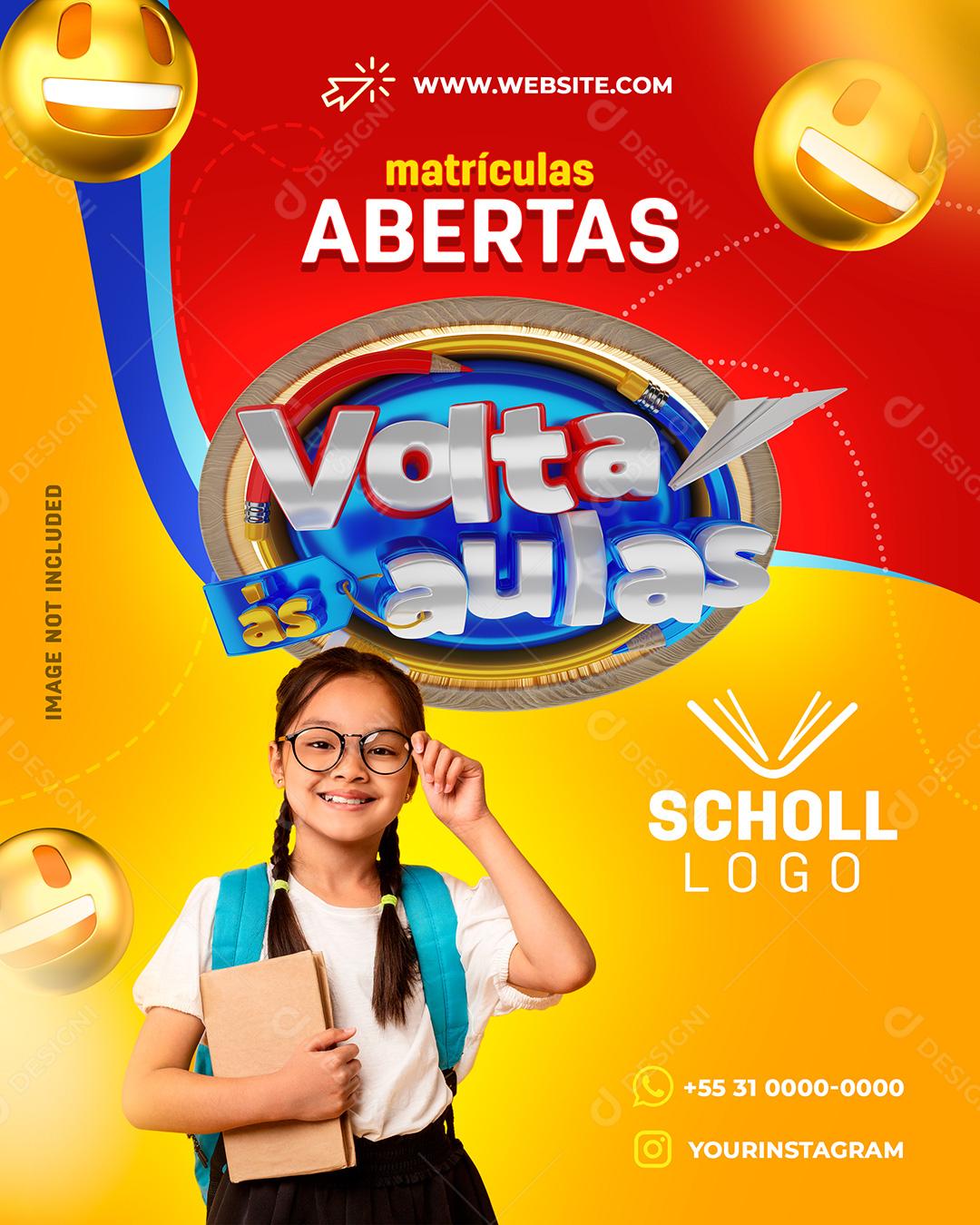 Volta Ás Aulas Matrículas Abertas Social Media PSD Editável