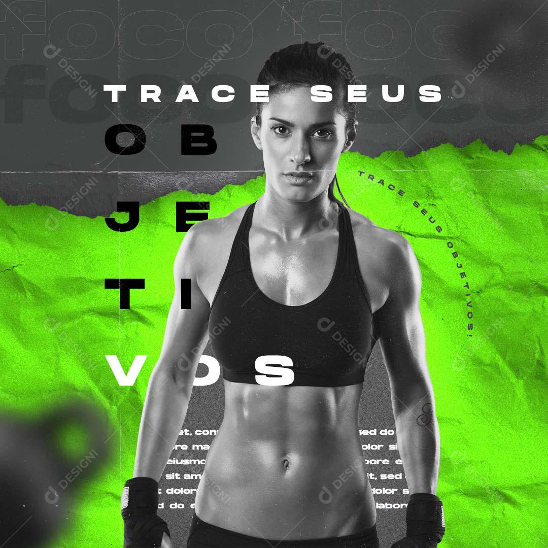 Social Media Trace Seus Objetivos Academia PSD Editável