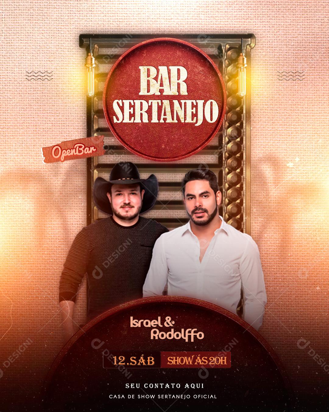 Flyer Show Bar Sertanejo Cantores Israel e Rodolffo Social Media PSD Editável