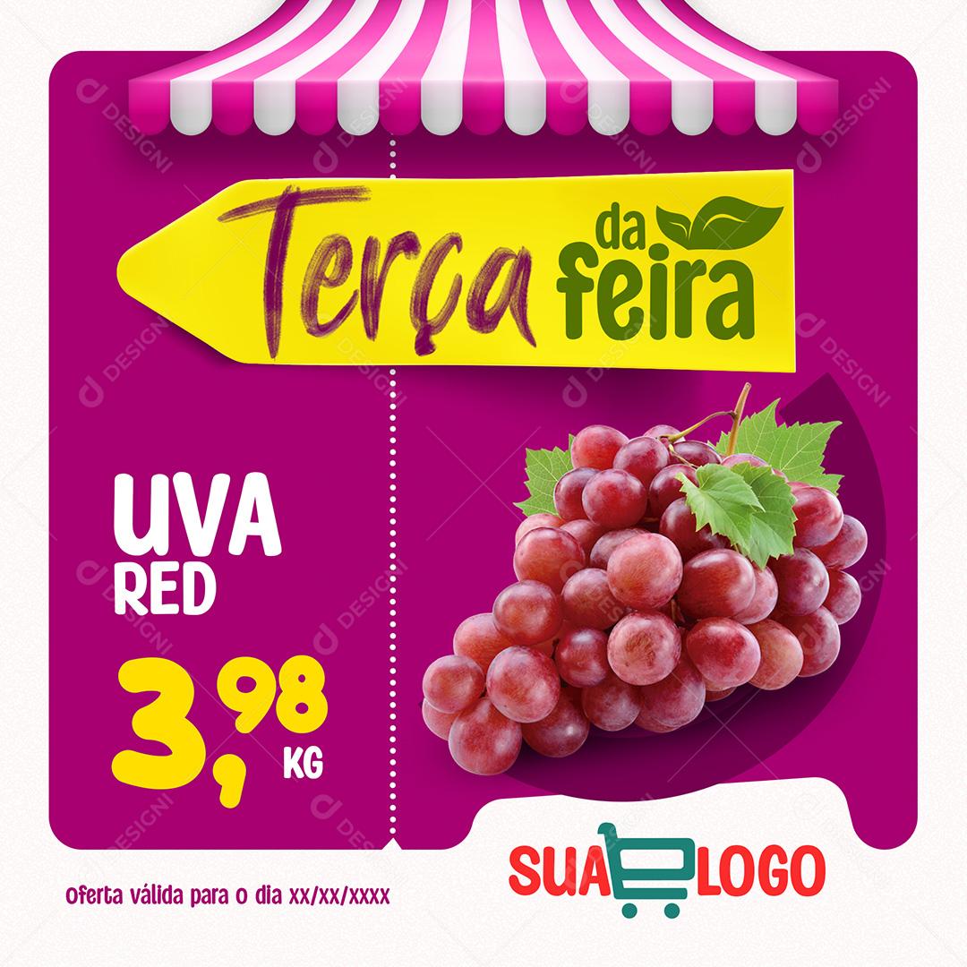 Social Media Terça Da Feira Uva Frutas Hortifruti PSD Editável