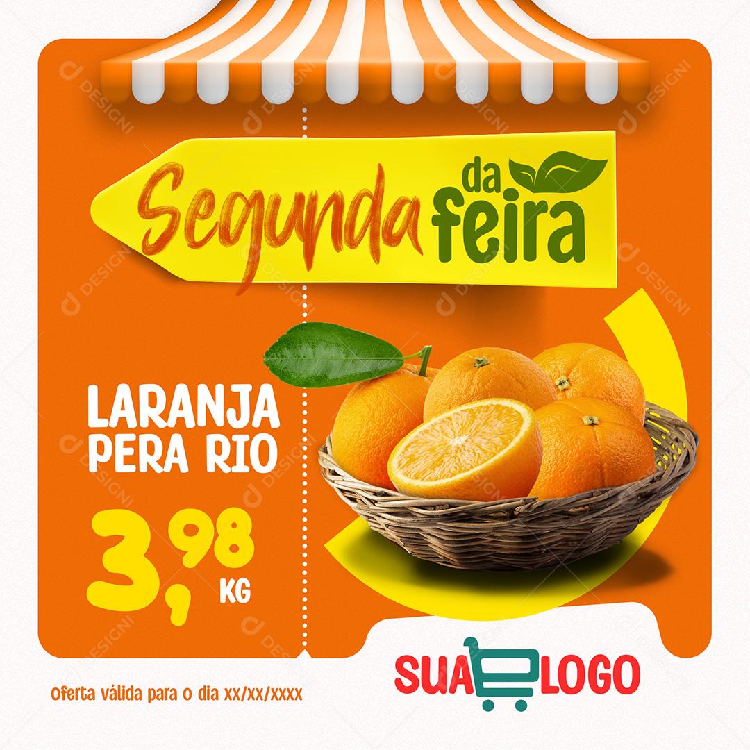 Social Media Segunda Da Feira Laranja Frutas Hortifruti PSD Editável