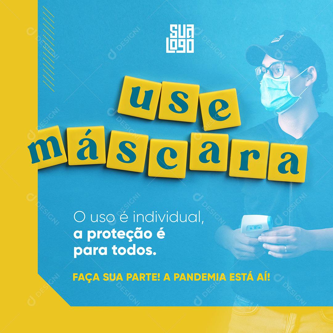 Social Media Use Máscara Proteção É Para Todos Covid PSD Editável