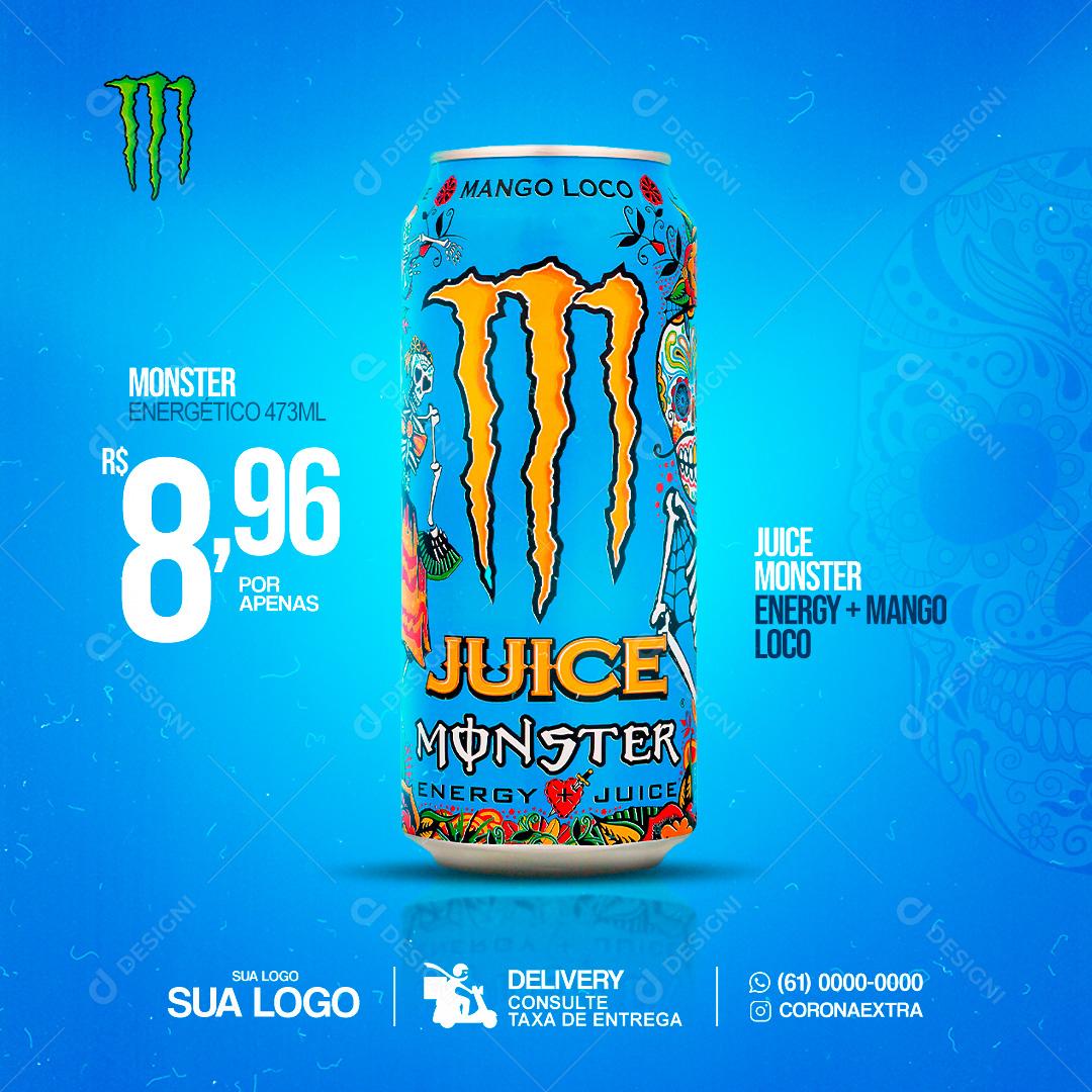 Social Media Bebida Energético Monster Juice PSD Editável