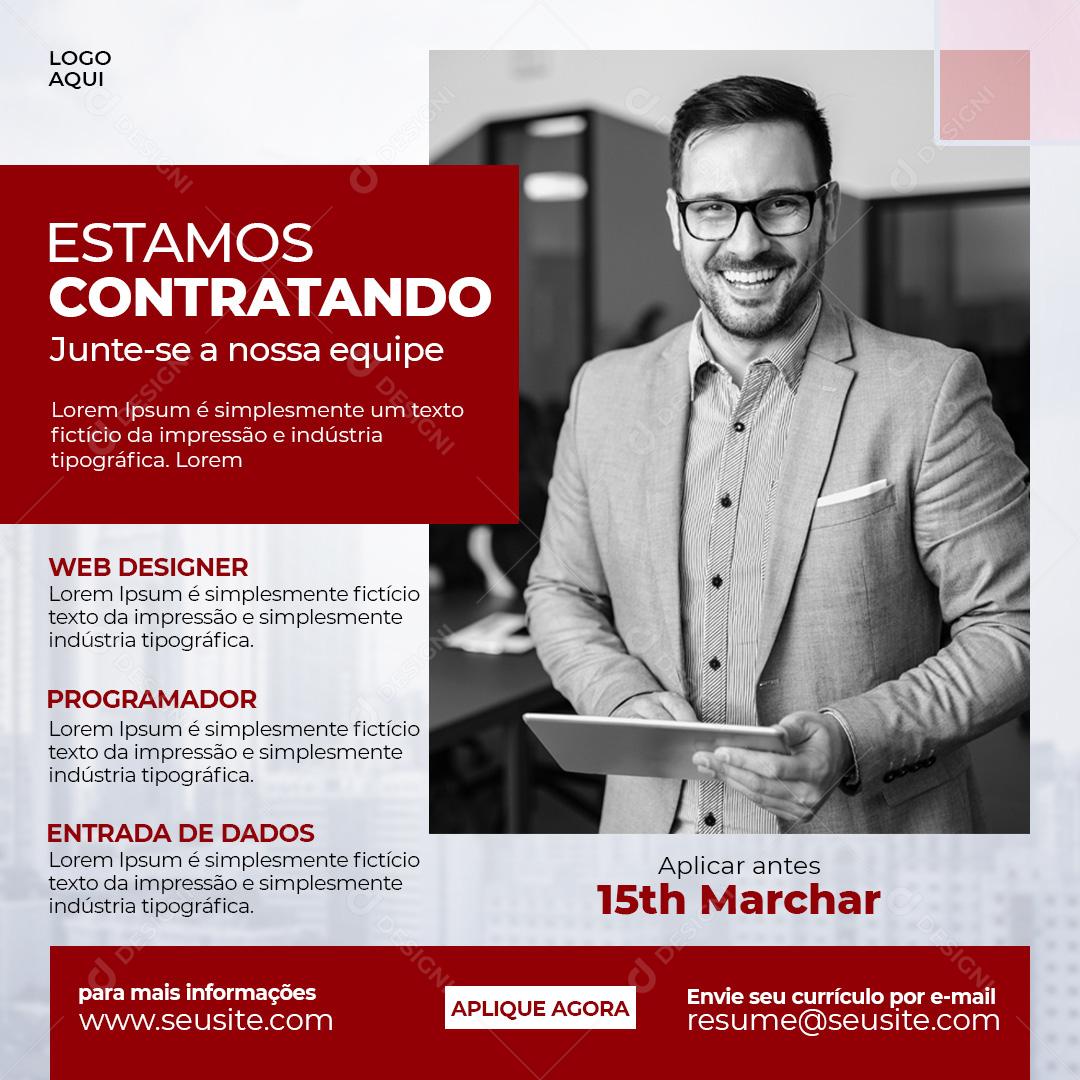 Social Media Estamos Contratando Agências PSD Editável