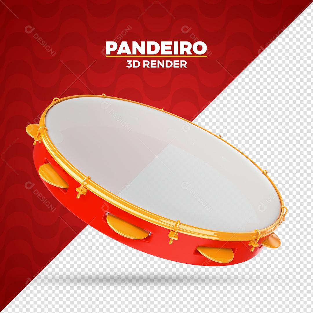 Pandeiro Vermelho Elemento 3D Para Composição PSD Premium