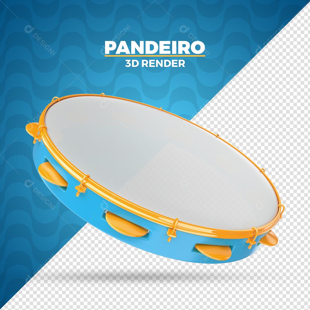 Pandeiro Azul Elemento 3D Para Composição PSD Premium