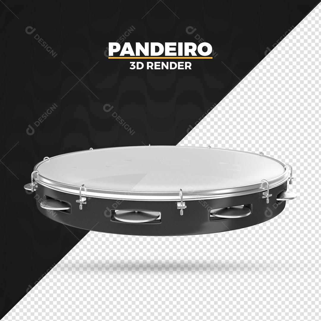 Pandeiro Preto Elemento 3D Para Composição PSD Premium