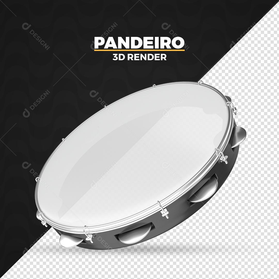 Pandeiro Elemento 3D Preto Para Composição PSD Premium