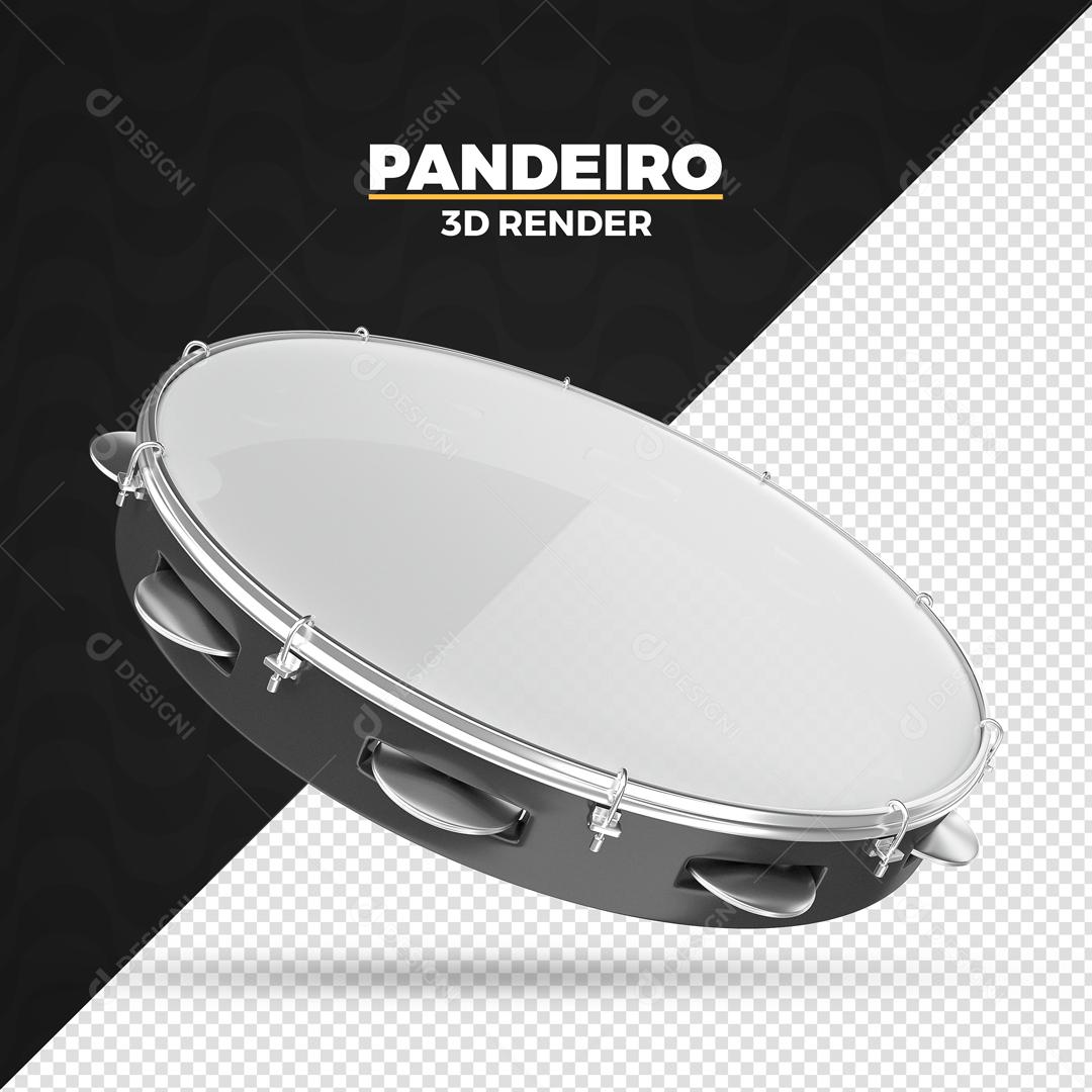 Pandeiro Elemento 3D Preto Para Composição PSD Premium