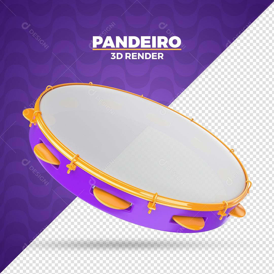 Pandeiro Elemento 3D Roxo Para Composição PSD Premium