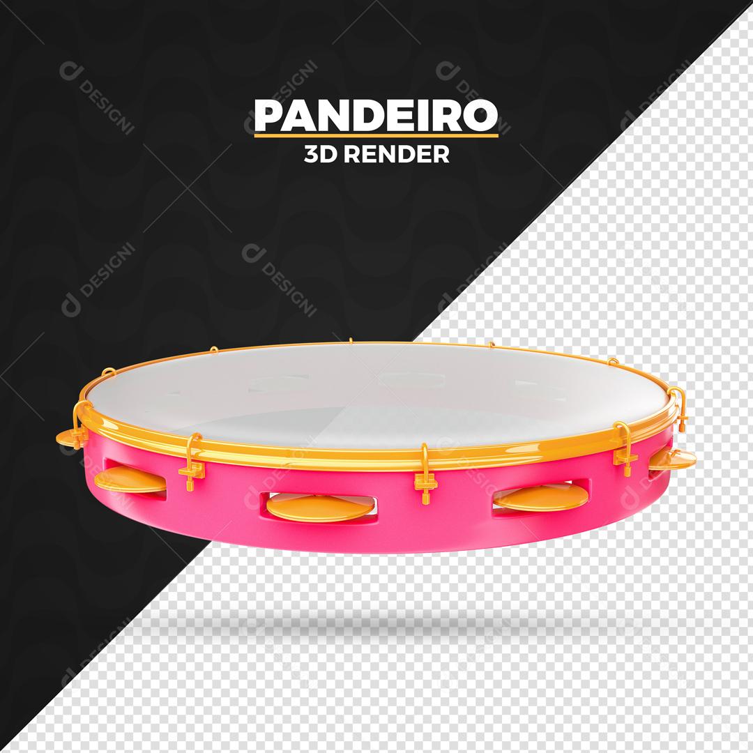 Pandeiro Elemento 3D Rosa Para Composição PSD Premium