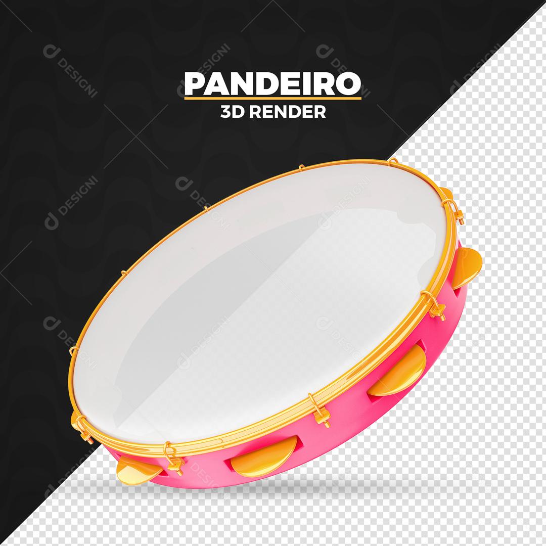 Pandeiro Elemento 3D Rosa Para Composição PSD Premium