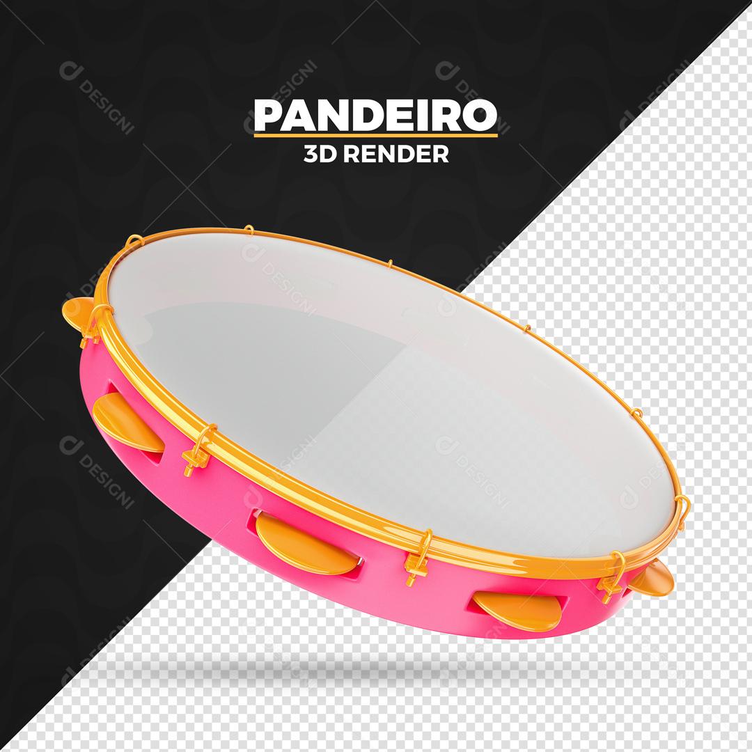 Pandeiro Elemento 3D Rosa Para Composição PSD Premium