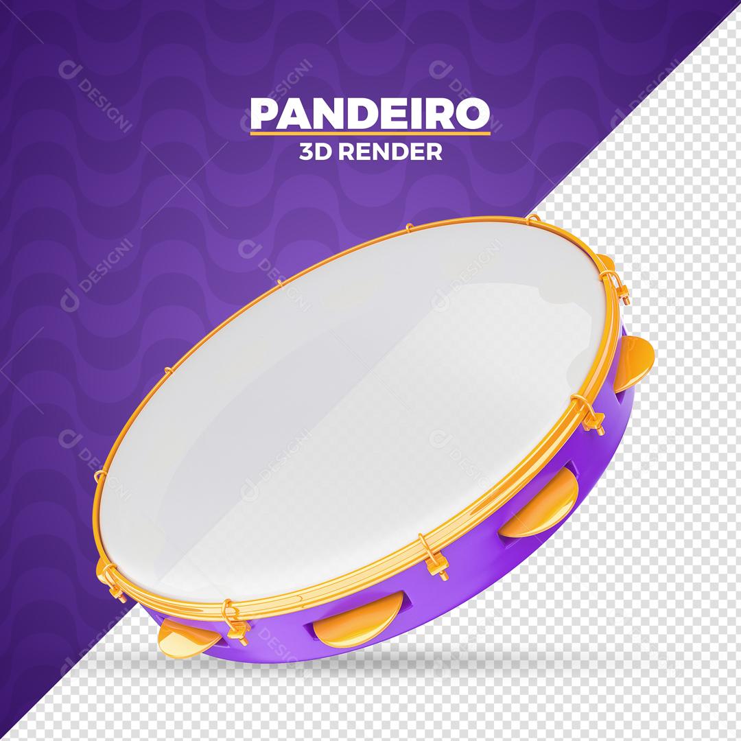 Pandeiro Roxo Elemento 3D Para Composição PSD Premium