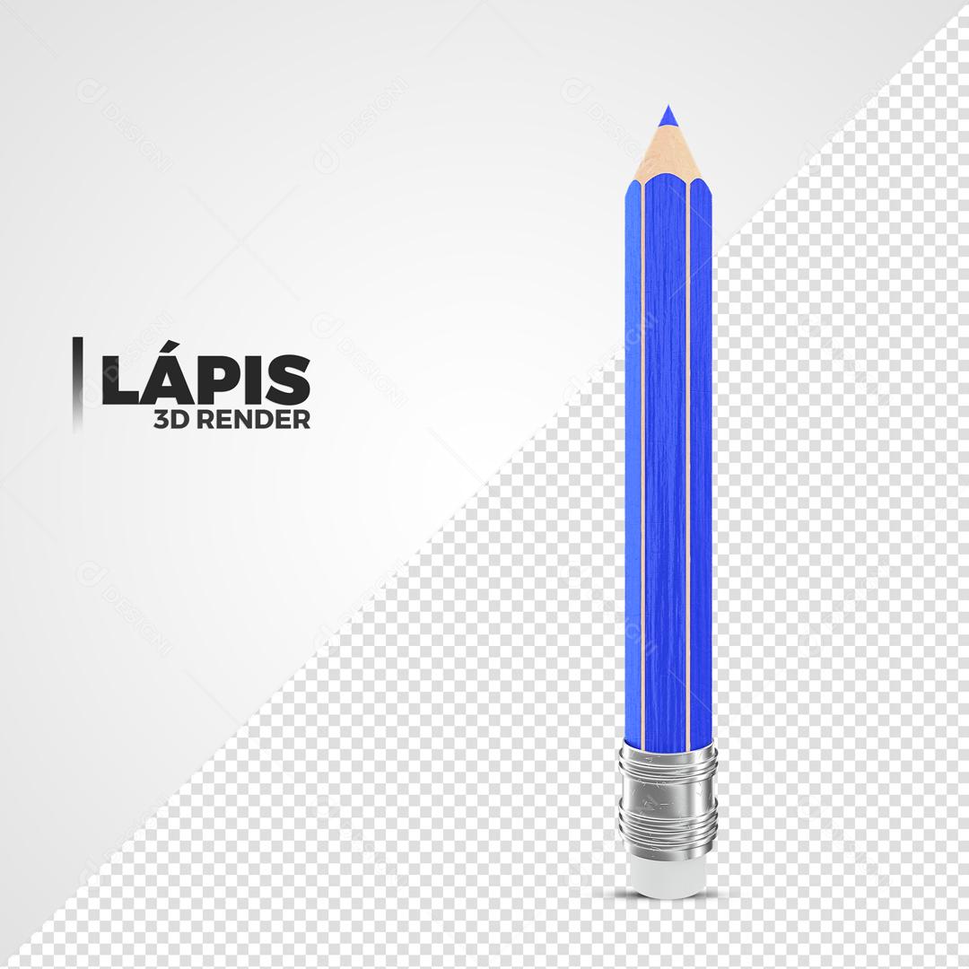 Lápis Azul Elemento 3D Para Composição PSD Premium