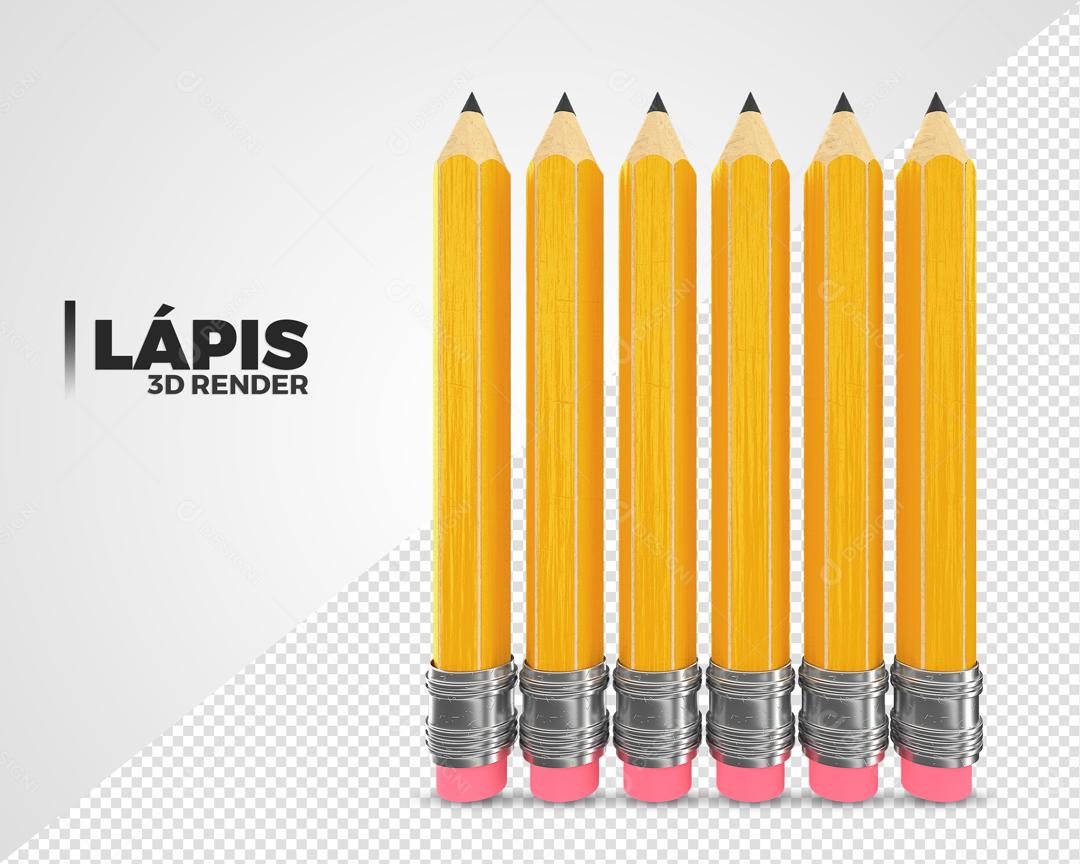 Coleção Lápis Elementos 3D Para Composição PSD Premium