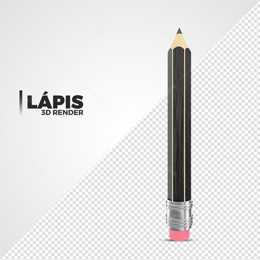 Lápis Preto Elemento 3D Para Composição PSD Premium