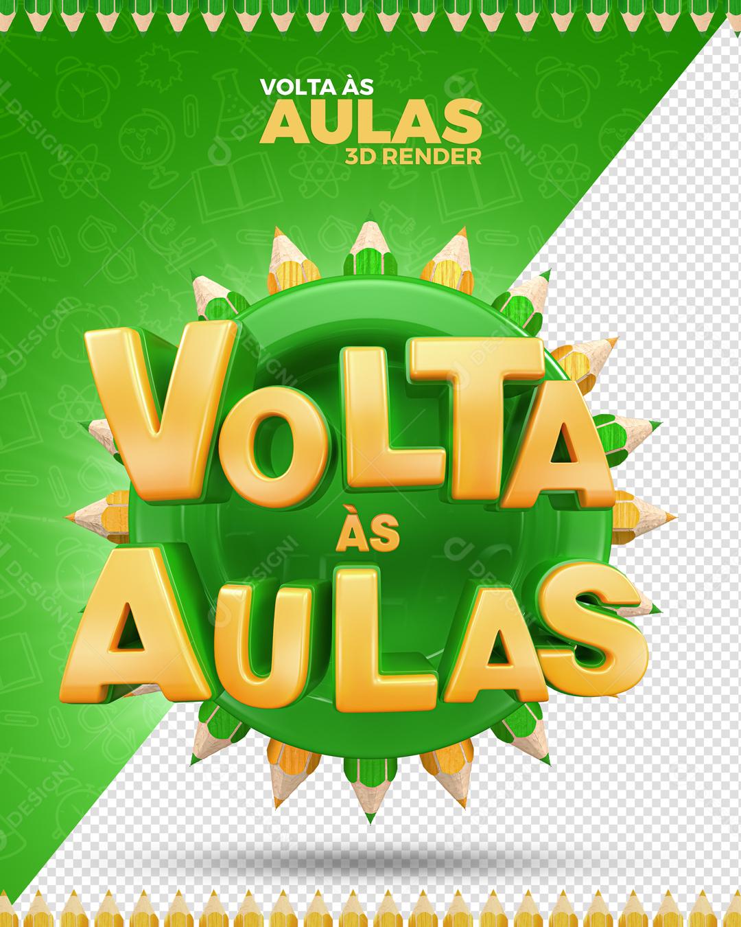 Volta às Aulas Elemento 3D Para Composição PSD Premium