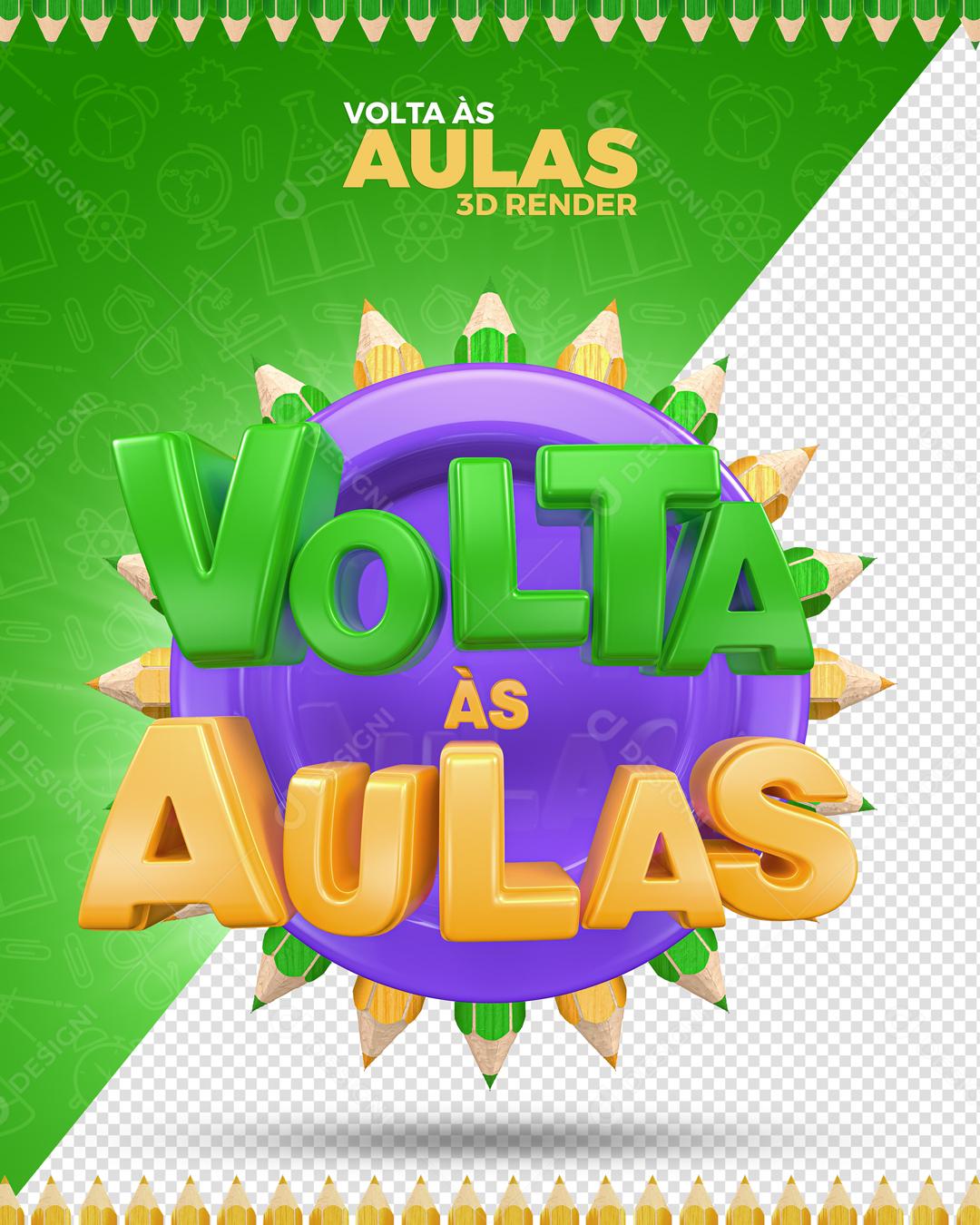 Volta às Aulas Elemento 3D Para Composição PSD Premium