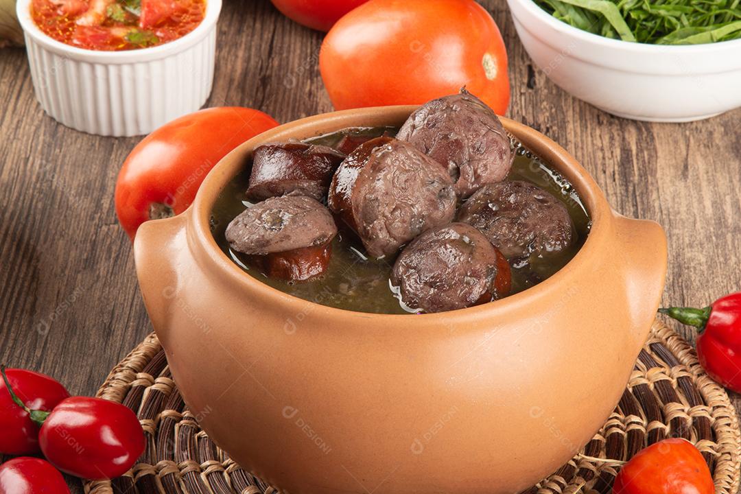 Feijoada Comida Tradicional Brasileira Vista do Topo Formato Imagem JPG