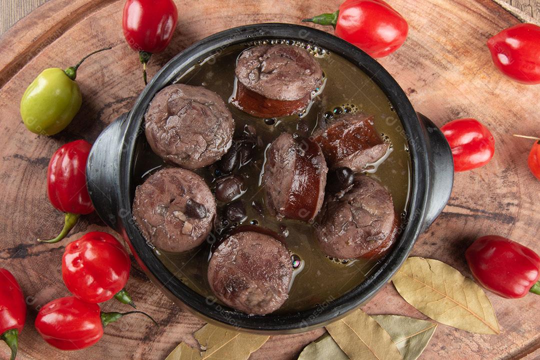Feijoada Comida Tradicional Brasileira Vista do Topo Formato Imagem JPG