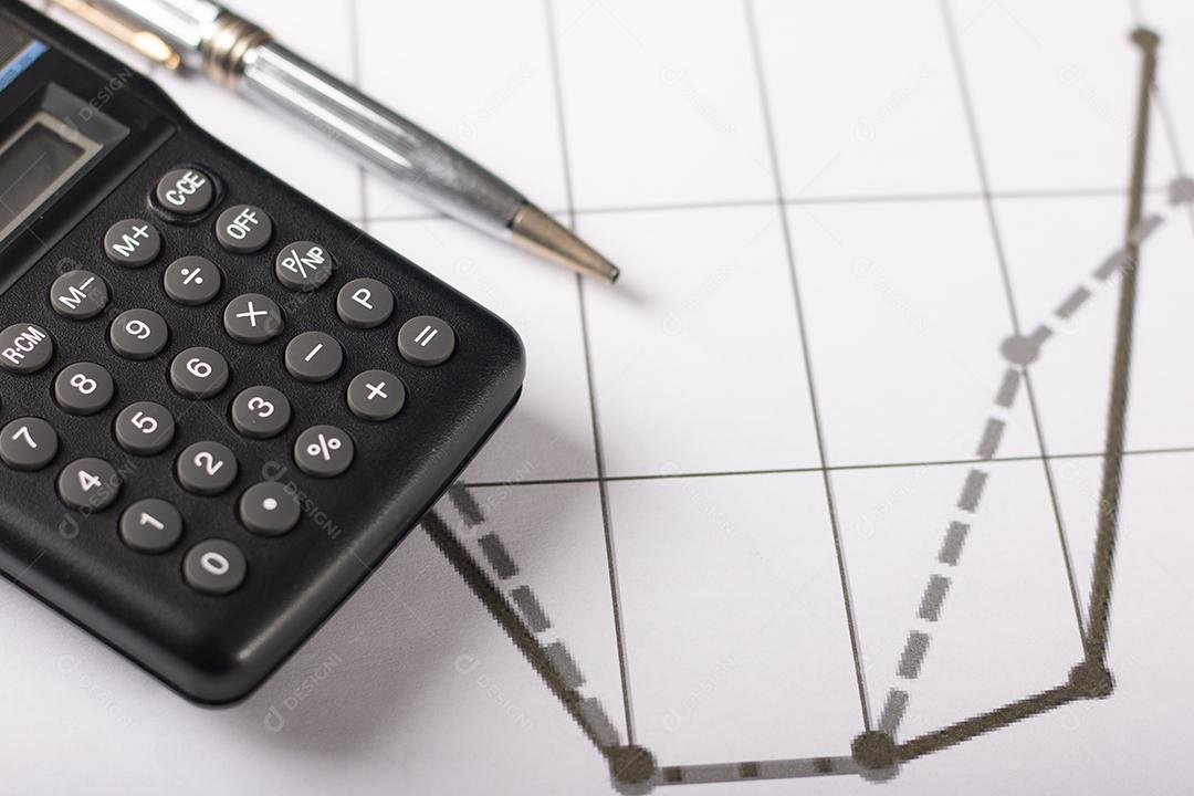 Gráfico Financeiro Com Calculadora e Caneta Imagem JPG