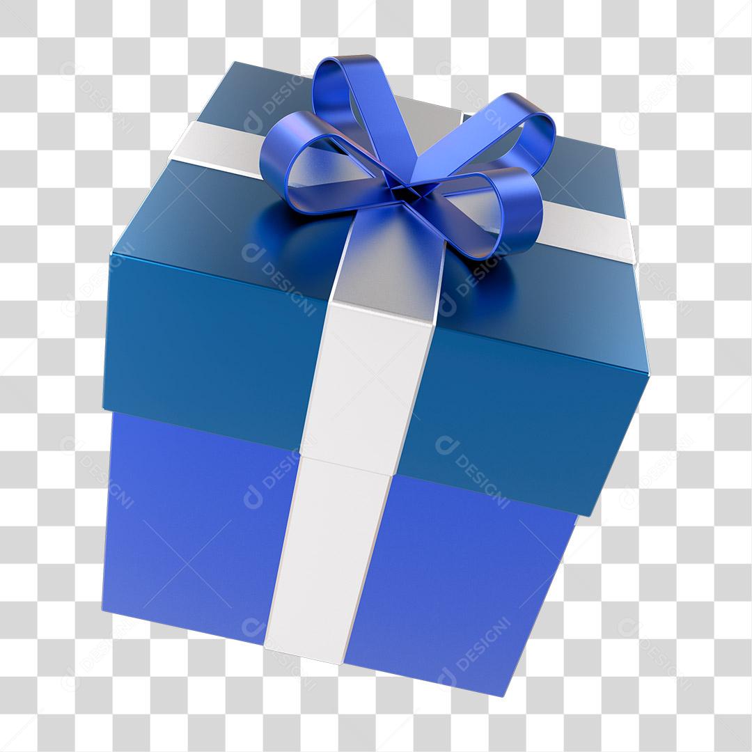 Caixa de Presente Azul Elemento 3D Para Composição PNG