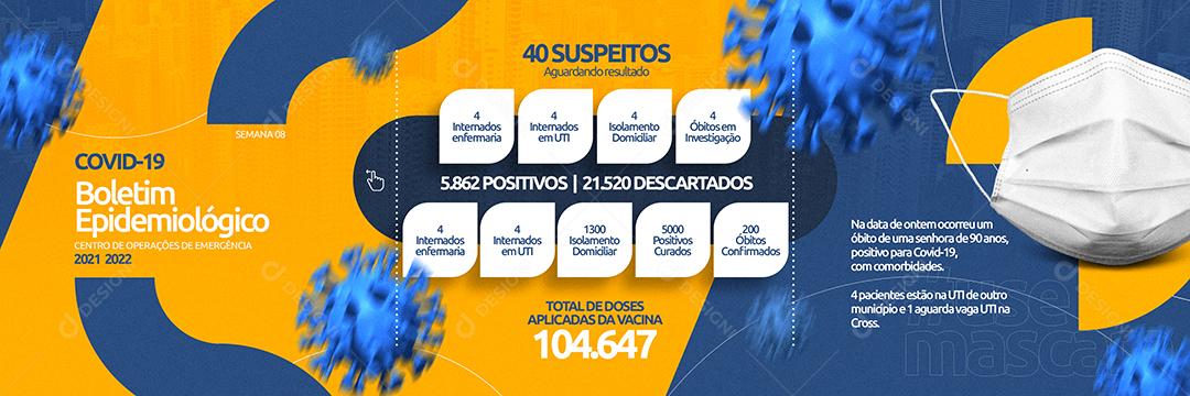 Social Media Carrossel Covid Boletim Epidemiológico Prefeitura PSD Editável