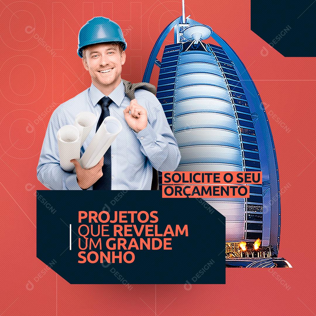 Social Media Projetos Que Revelam Um Grande Sonho Engenharia PSD Editável