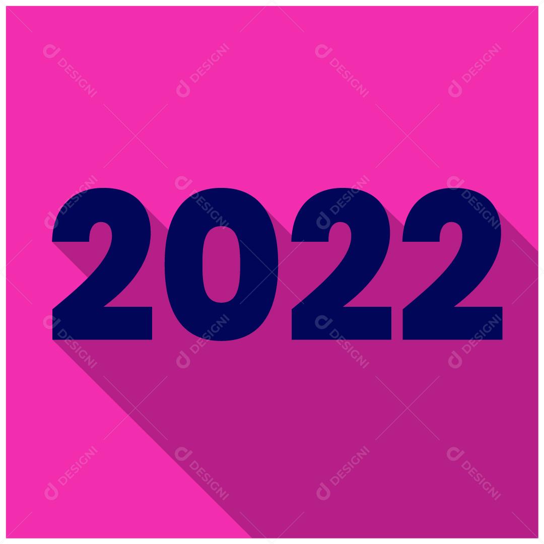 2022 Em Um Fundo Rosa Com Sombras Vetor EPS