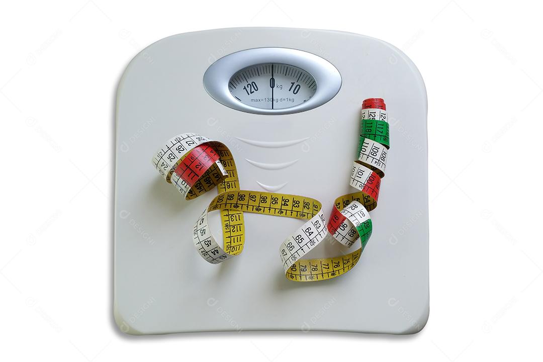 Escala Com Fita Métrica Isolado no Fundo Branco Imagem JPG