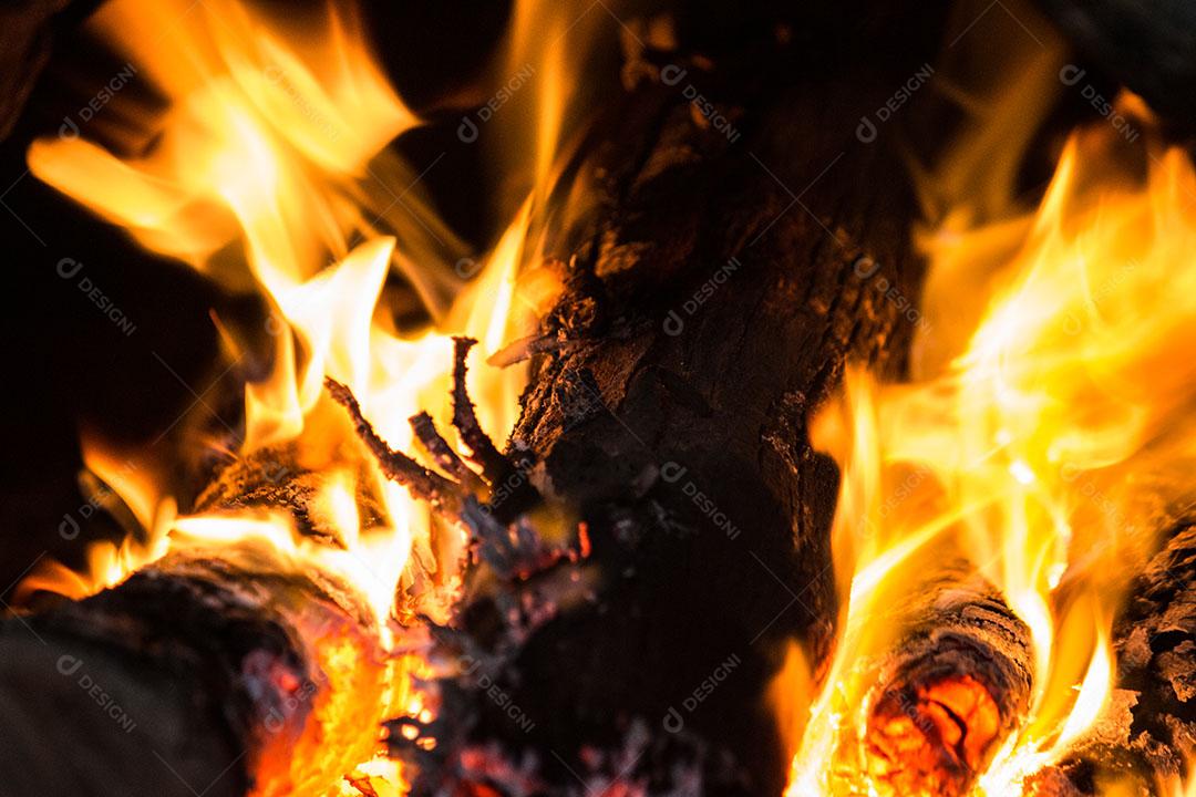 Fogueira Queimando Lenhas E Brasas Imagem JPG