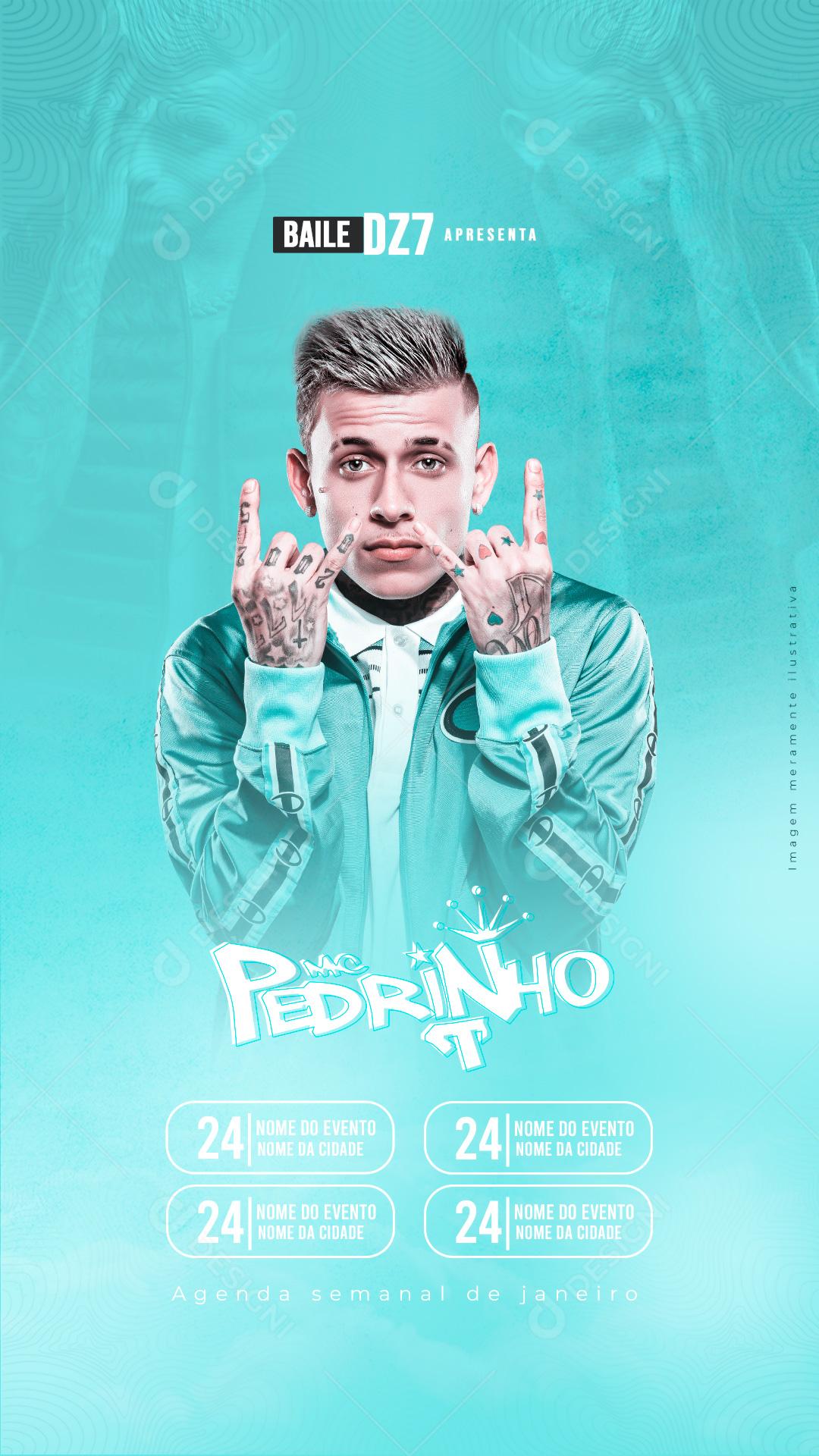 Social Media Mc Pedrinho Agenda Flyer Funk PSD Editável