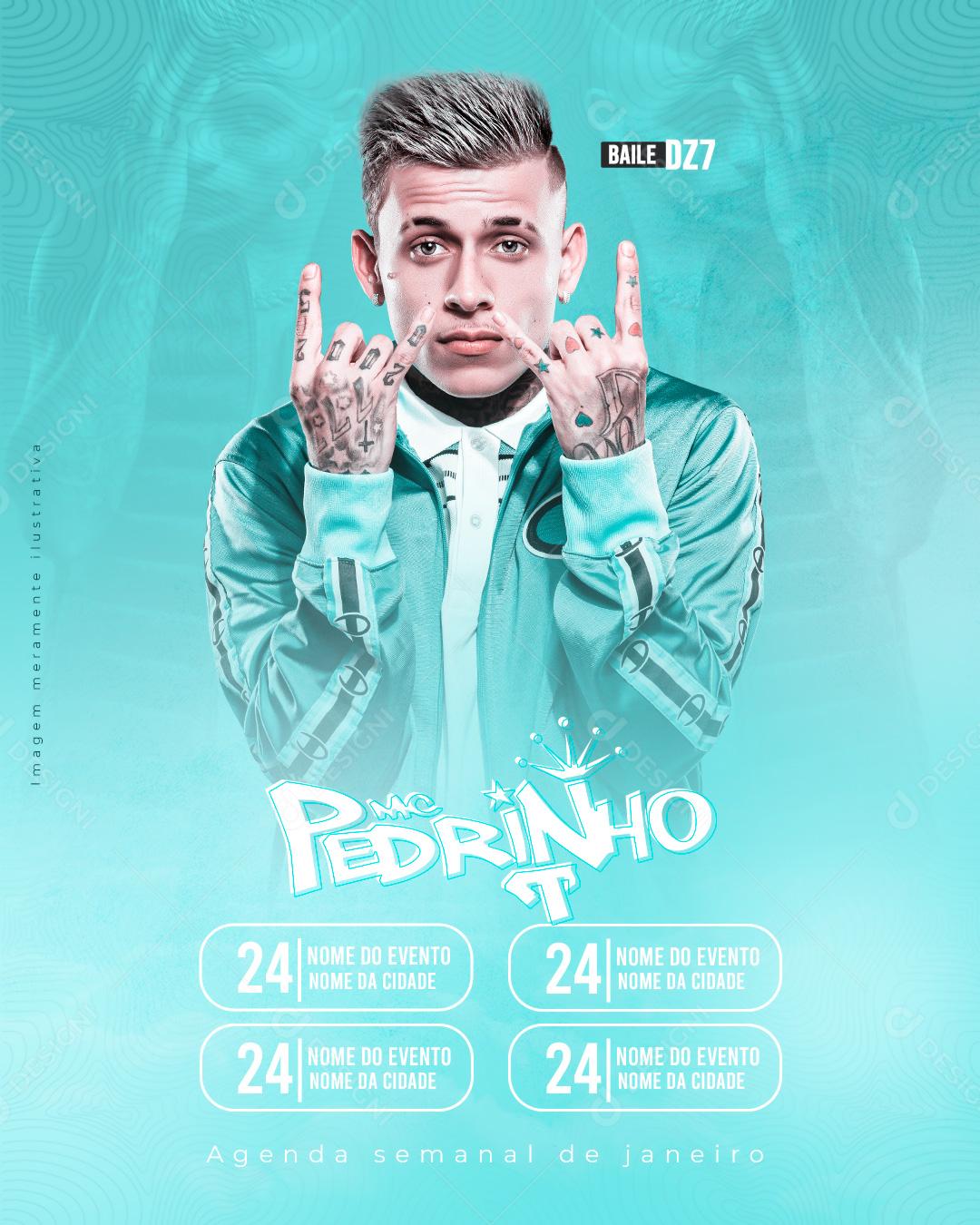 Flyers Funk Mc Pedrinho Agenda Social Media PSD Editável
