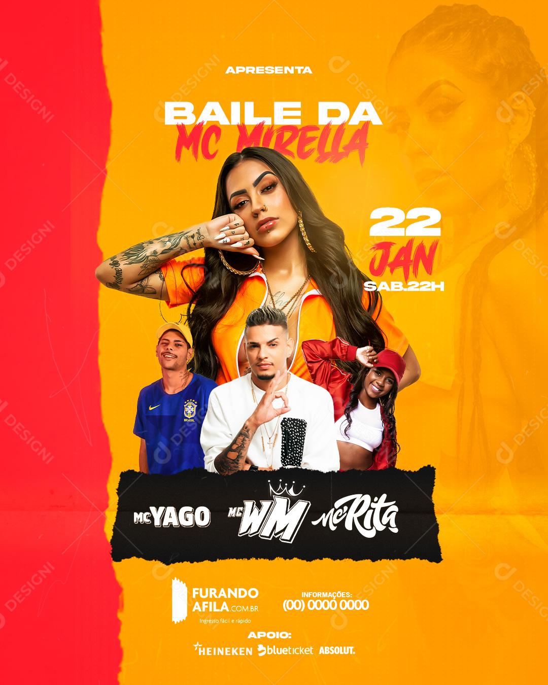 Flyers Funk Baile Da Mc Mirella Social Media PSD Editável