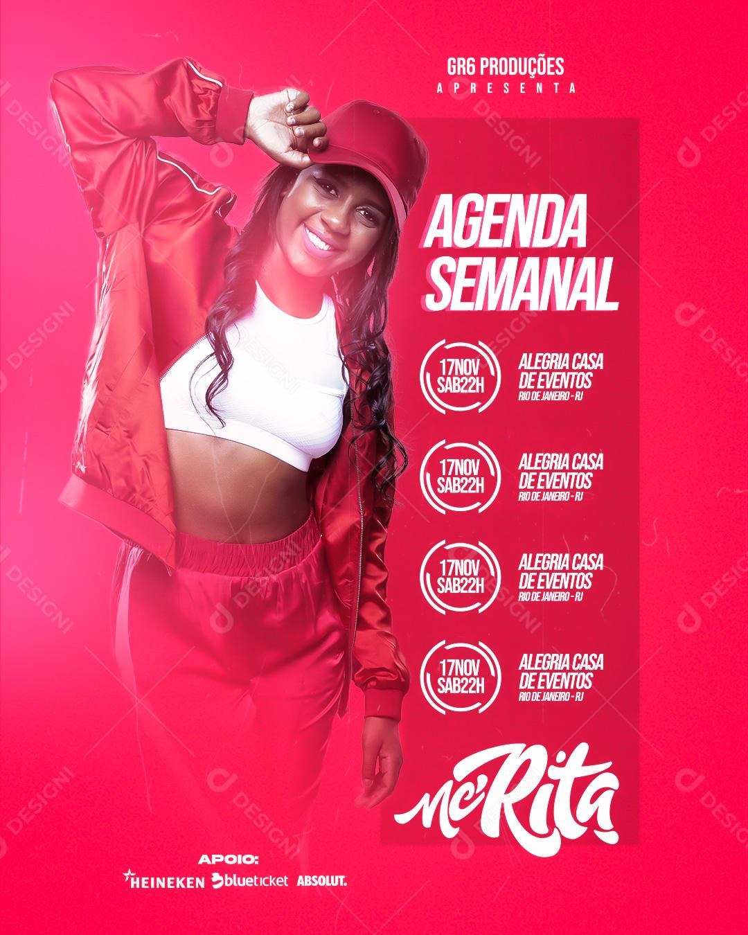 Flyers Agenda Mc Rita Social Media PSD Editável