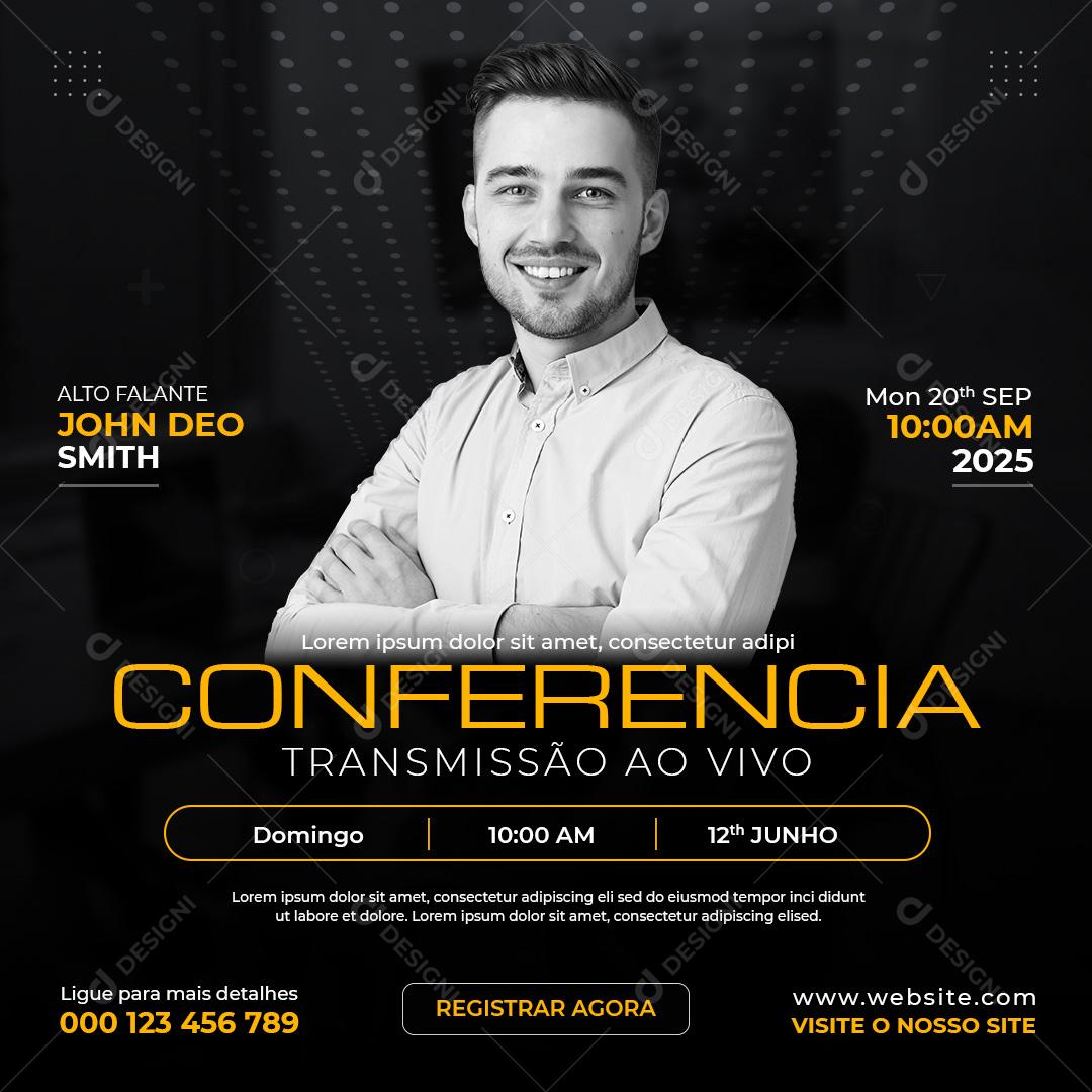Conferencia Transmissão ao Vivo Marketing Social Media PSD Editável