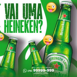 Bebida Vai Uma Heineken Social Media PSD Editável