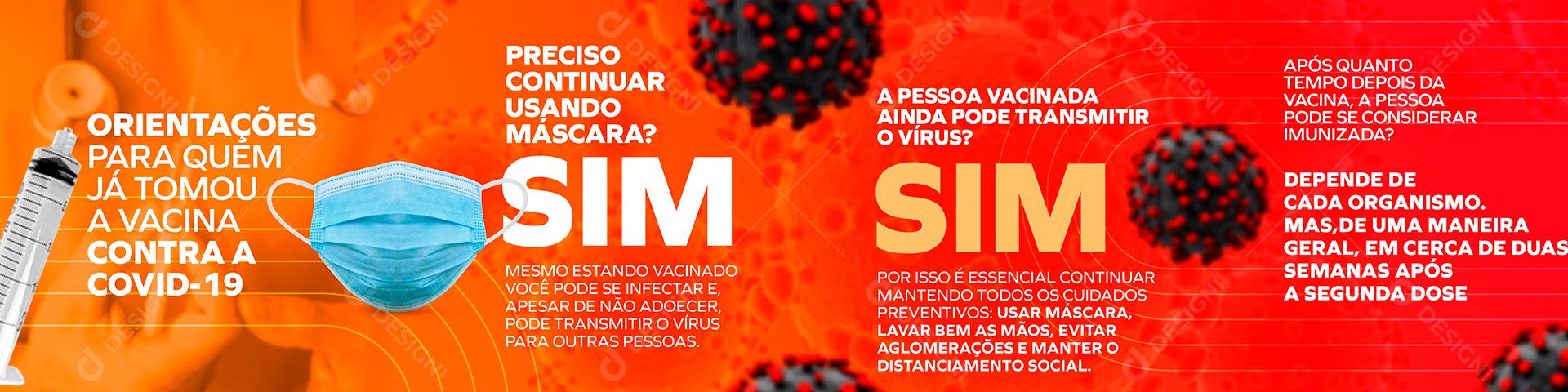 Banner Covid Orientações Vacina Social Media PSD Editável