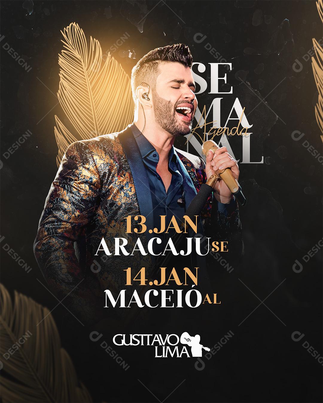 Social Media Agenda Gustavo Lima Flyers PSD Editável