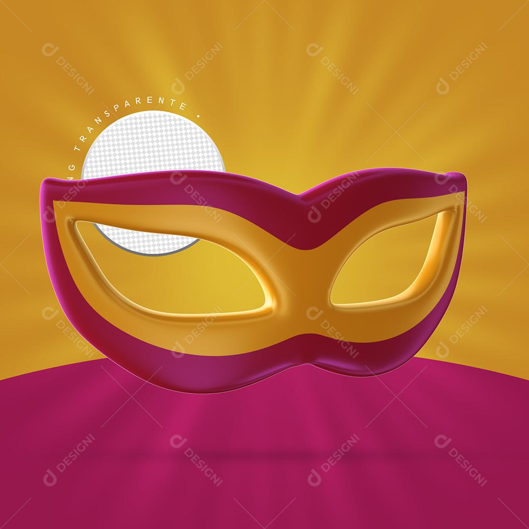 Máscara de Carnaval Elemento 3D Para Composição PSD Premium