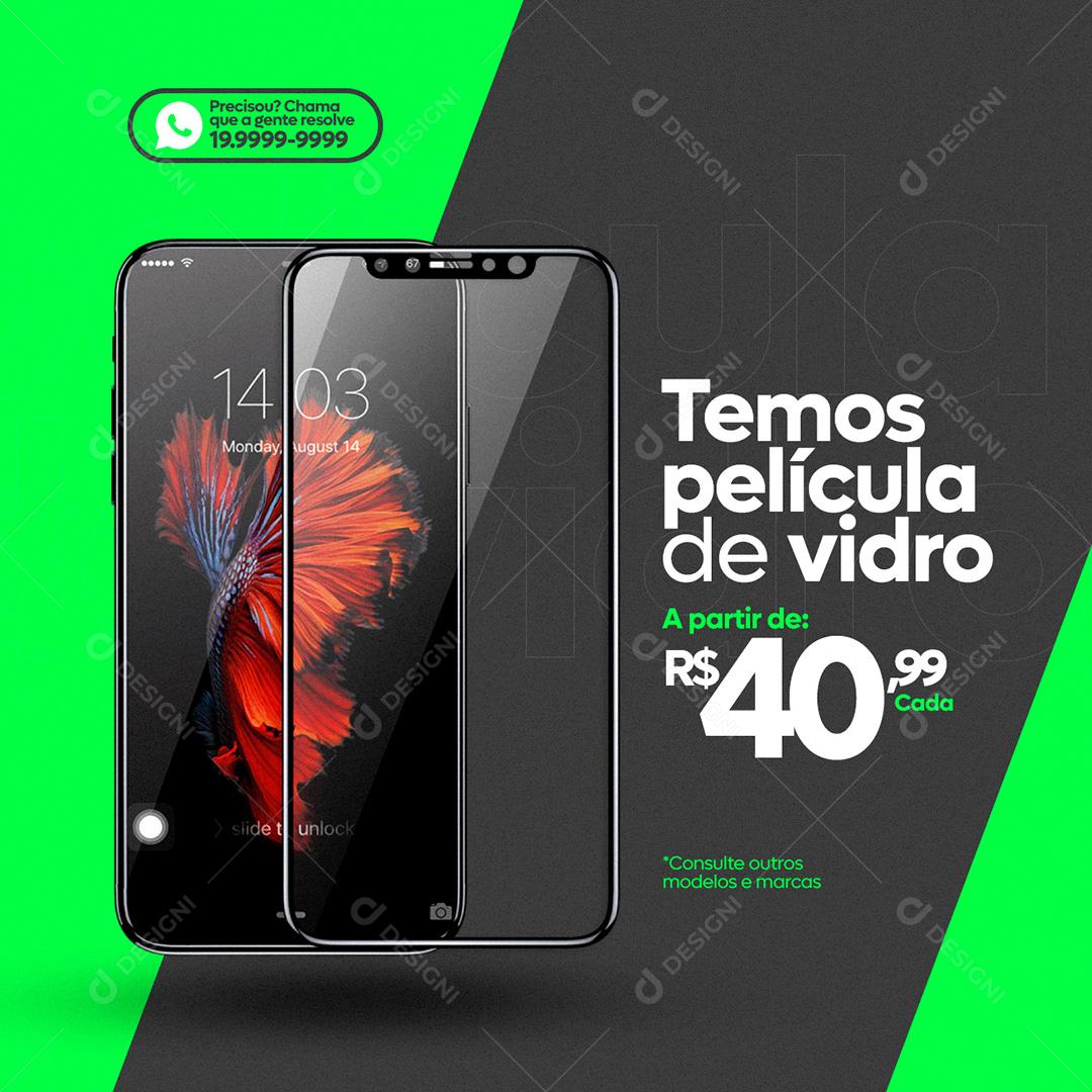 Social Media Temos Película De Vidro Assistência Técnica PSD Editável