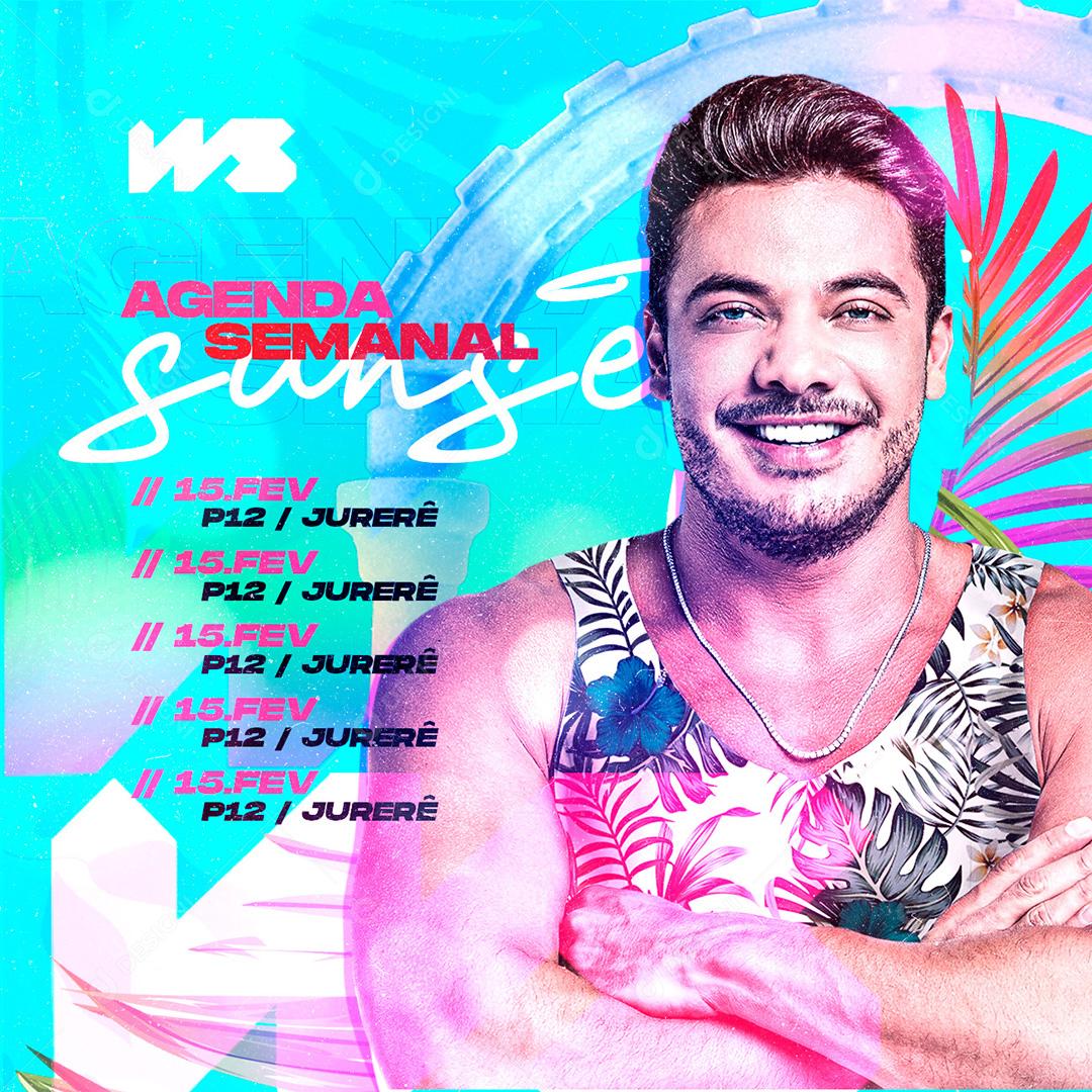 Social Media Weekly Agenda Wesley Safadão Flyers Editable PSD