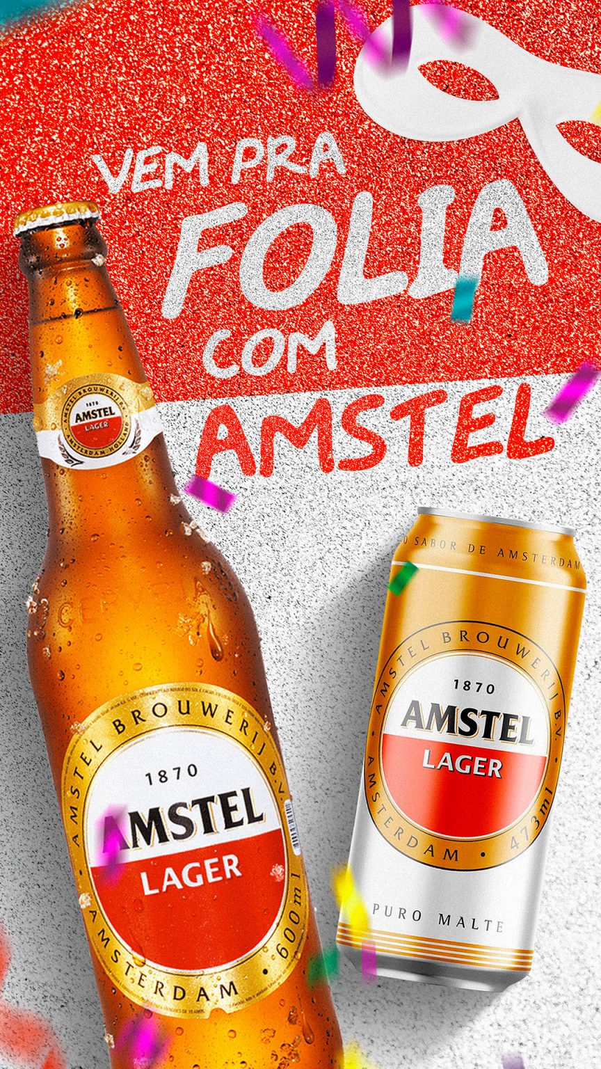 Social Media Cerveja Amstel Vem Pra Folia PSD Editável