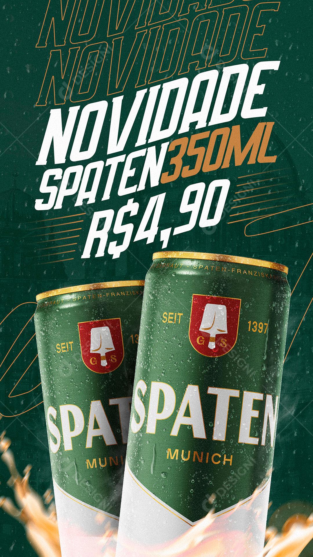 Social Media Novidade Bebida Cerveja Spaten Lata PSD Editável