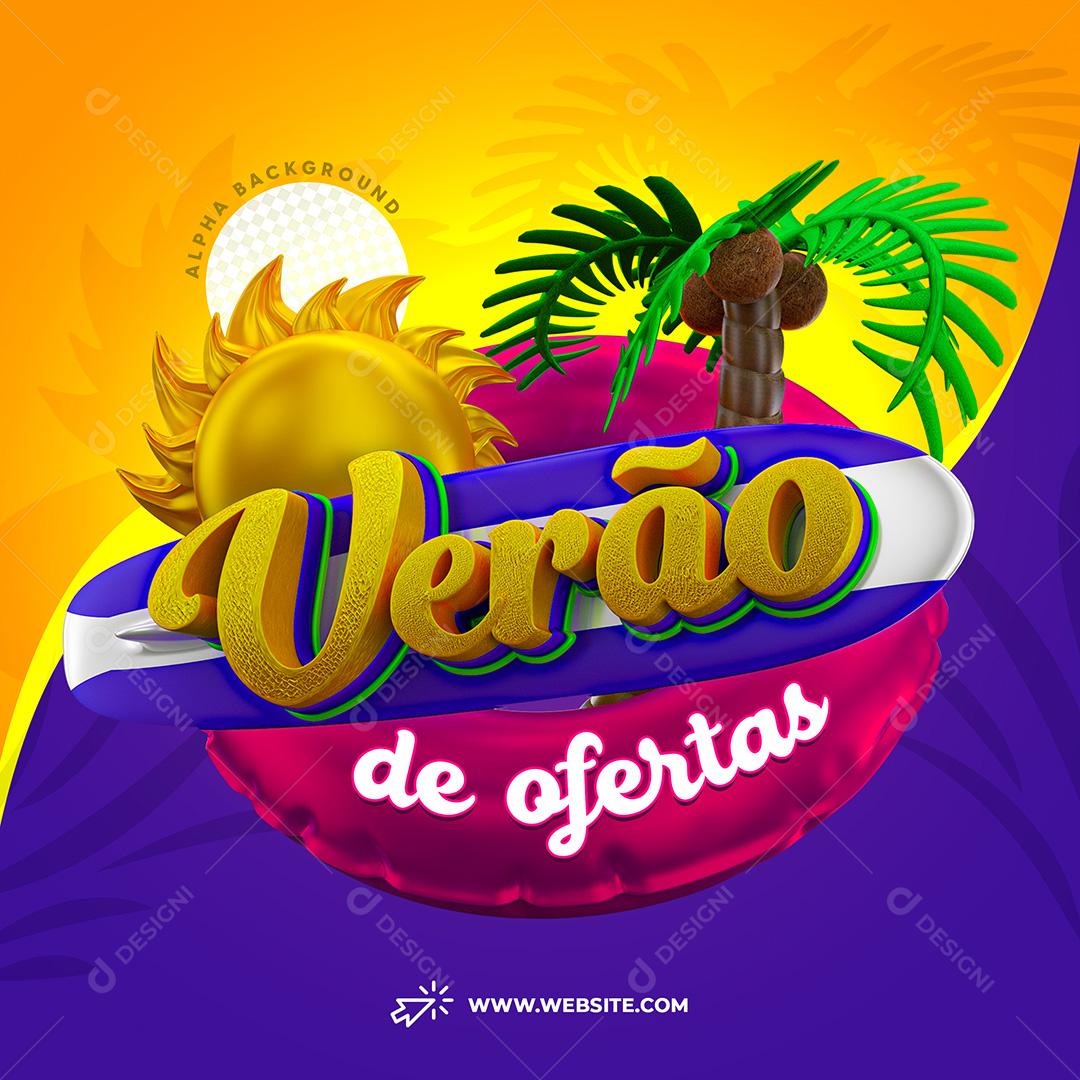 Selo 3D Verão De Ofertas Para Composição Texto Editável