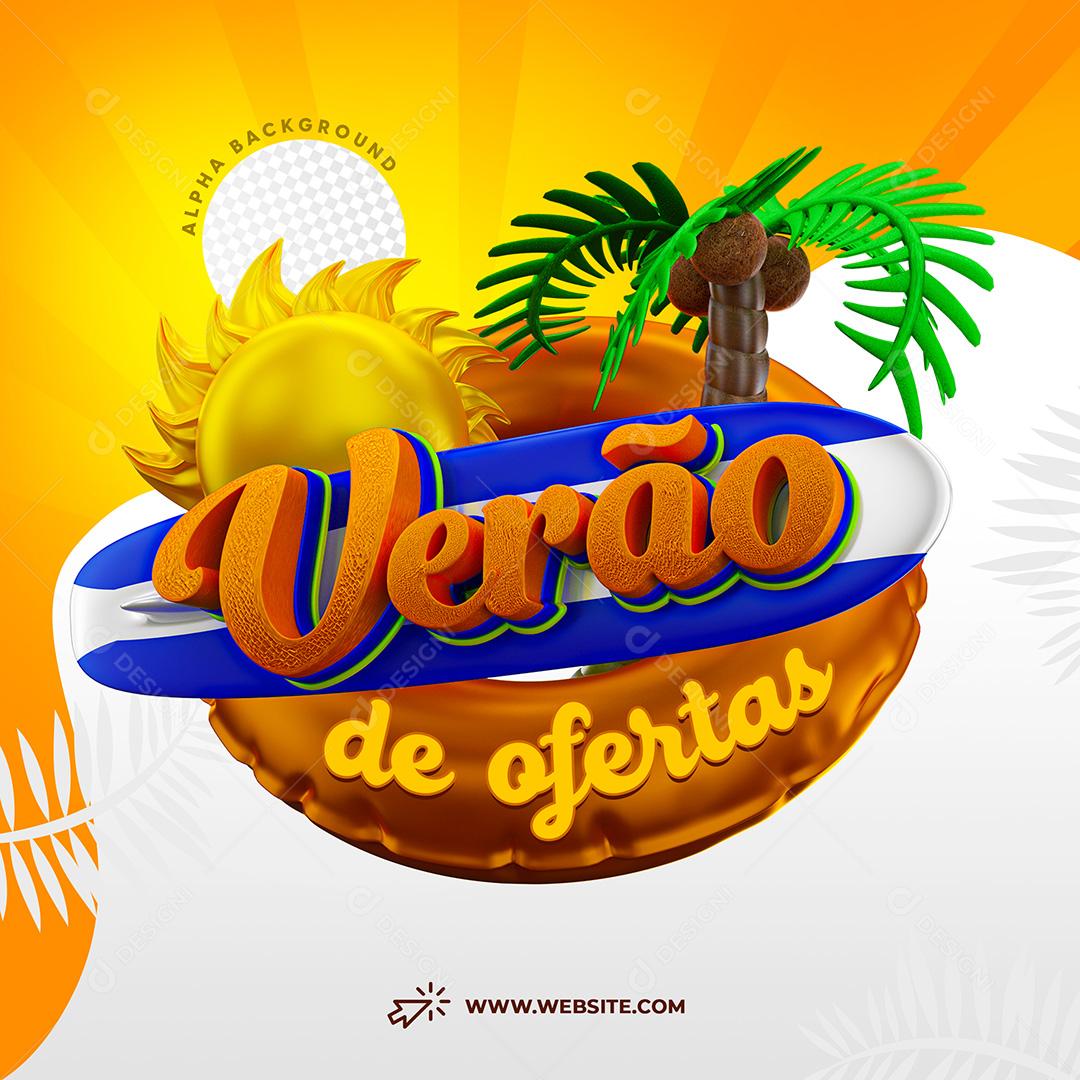 Verão De Ofertas Selo 3D Para Composição Texto Editável